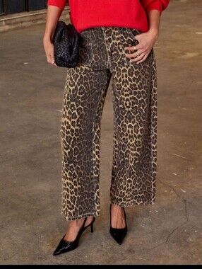 Vici Leopard Print Jeans in Tan and Black
